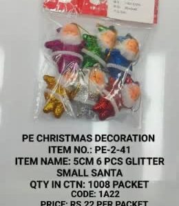 PE-2-41 5CM 6 PCS GLITTER SMALL SANTA 12X22