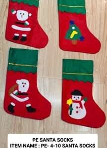 PE Santa Socks : Pe-4-10 Santa Socks