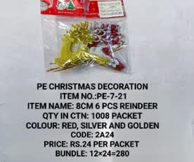 PE-7-21 8CM 6Pcs Reindeer 12x24